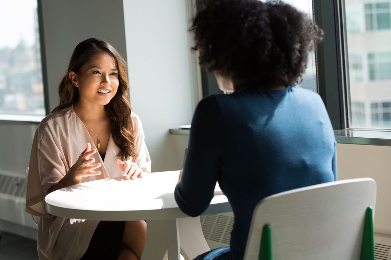 Researcher conducting an in-depth one-to-one interview