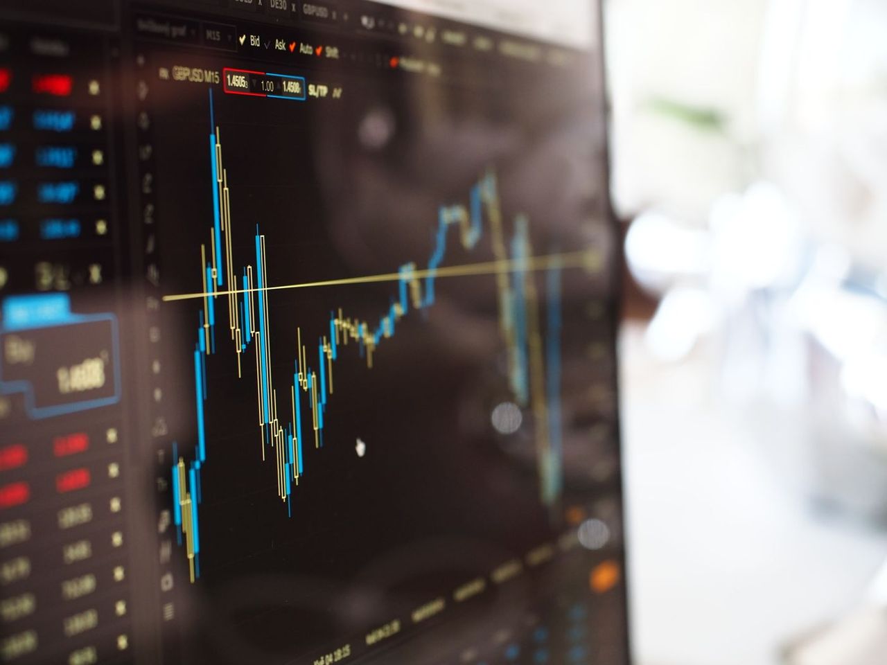 Market price chart on a trading screen