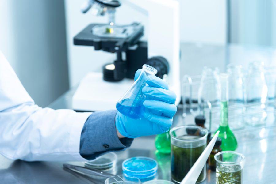 Laboratory glassware representing chemicals and materials research